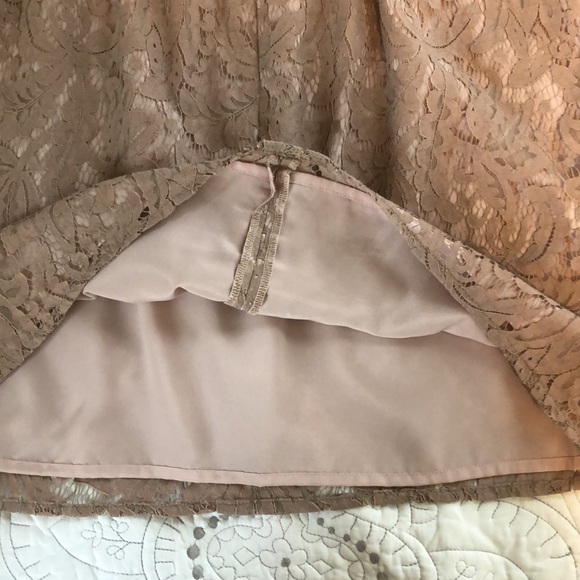 Loft Lace Overlay Blush Pink Tan Mini Skirt Size 8 - Picture 9 of 9